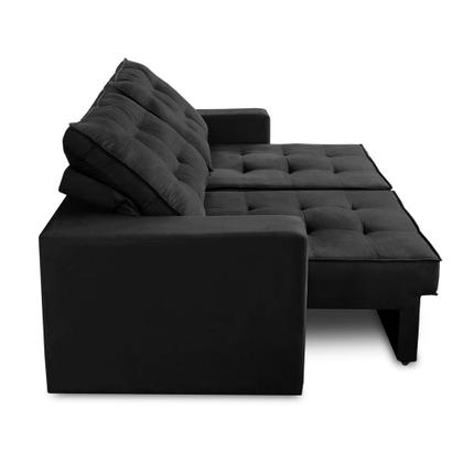Imagem de Sofá Retrátil e Reclinável 2 lugares 1,70m com Molas Giovana Suede Preto Madelina Decor