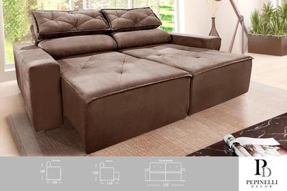 Imagem de Sofá retrátil e reclinável 2 lugares, 1,80m, com molas Bonnel e espuma D26, ideal para quem busca conforto e durabilidade. Estrutura reforçada