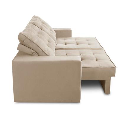 Imagem de Sofá Retrátil e Reclinável 2 lugares 2,10m com Molas Giovana Suede Bege Madelina Decor