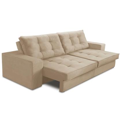 Imagem de Sofá Retrátil e Reclinável 2 lugares 2,10m com Molas Giovana Suede Bege Madelina Decor
