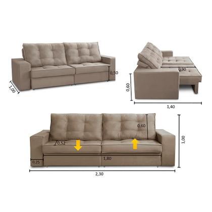 Sofá Retrátil e Reclinável 2 lugares 2,30m com Molas Giovana Suede Capuccino Madelina Decor Imagem de Sofá Retrátil e Reclinável 2 lugares 2,30m com Molas Giovana Suede Capuccino Madelina Decor
