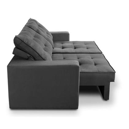 Imagem de Sofá Retrátil e Reclinável 2 lugares 2,30m com Molas Giovana Suede Cinza Madelina Decor