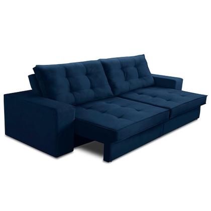 Imagem de Sofá Retrátil e Reclinável 2 lugares 2,50m com Molas Giovana Suede Azul Madelina Decor