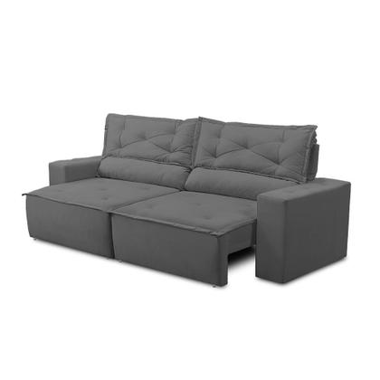 Imagem de Sofá Retrátil e Reclinável 2 lugares com Molas 1,50m Livia Suede Cinza Adonai Estofados