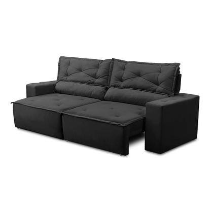 Sofá Retrátil e Reclinável 2 lugares com Molas 1,50m Livia Suede Preto Adonai Estofados Imagem de Sofá Retrátil e Reclinável 2 lugares com Molas 1,50m Livia Suede Preto Adonai Estofados