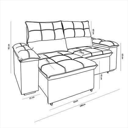 Imagem de Sofá Retrátil e Reclinável 2 Lugares Verona 1,80m - Élpis Móveis