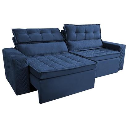 Sofá Retrátil e Reclinável 2,00m Cama inBox Charm Velusoft Azul Imagem de Sofá Retrátil e Reclinável 2,00m Cama inBox Charm Velusoft Azul