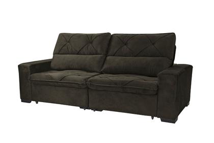 Imagem de Sofá Retrátil e Reclinável 210 cm Alaska Veludo Tabaco Chamby Móveis