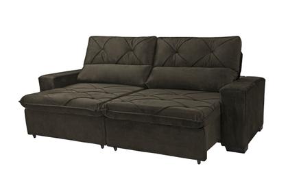 Imagem de Sofá Retrátil e Reclinável 210 cm Alaska Veludo Tabaco Chamby Móveis