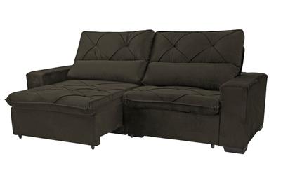 Imagem de Sofá Retrátil e Reclinável 210 cm Alaska Veludo Tabaco Chamby Móveis