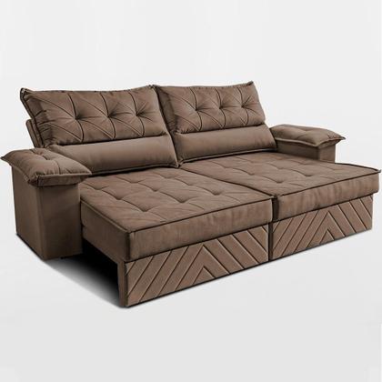 Imagem de Sofá Retrátil e Reclinável 2,10m com Molas e Espuma D33 Thunder. Velusoft Cama inBox