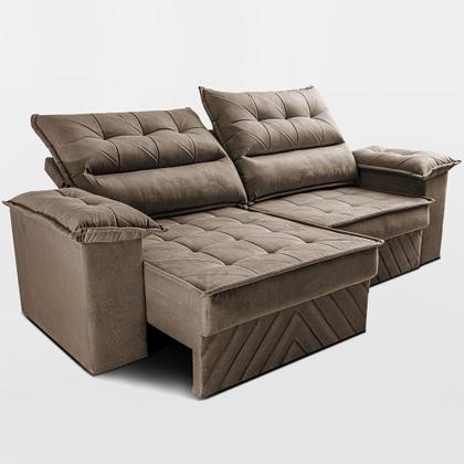 Imagem de Sofá Retrátil e Reclinável 2,10m com Molas e Espuma D33 Thunder. Velusoft Cama inBox