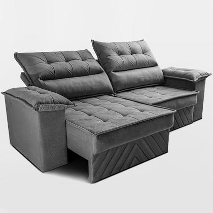 Imagem de Sofá Retrátil e Reclinável 2,10m com Molas e Espuma D33 Thunder. Velusoft Cama inBox