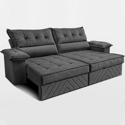 Imagem de Sofá Retrátil e Reclinável 2,10m com Molas e Espuma D33 Thunder. Velusoft Cama inBox