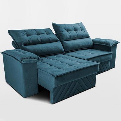 Imagem de Sofá Retrátil e Reclinável 2,10m com Molas e Espuma D33 Thunder. Velusoft Cama inBox