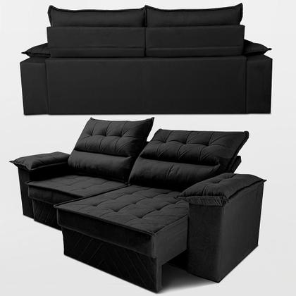 Imagem de Sofá Retrátil e Reclinável 2,10m com Molas e Espuma D33 Thunder. Velusoft Cama inBox