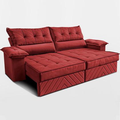 Imagem de Sofá Retrátil e Reclinável 2,10m com Molas e Espuma D33 Thunder. Velusoft Cama inBox