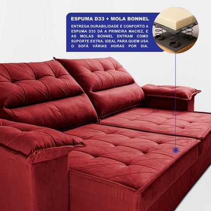 Imagem de Sofá Retrátil e Reclinável 2,10m com Molas e Espuma D33 Thunder. Velusoft Cama inBox