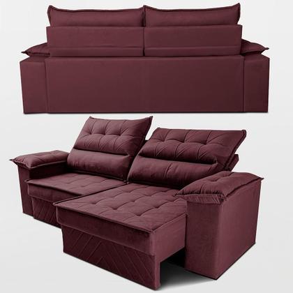 Imagem de Sofá Retrátil e Reclinável 2,10m com Molas e Espuma D33 Thunder. Velusoft Cama inBox