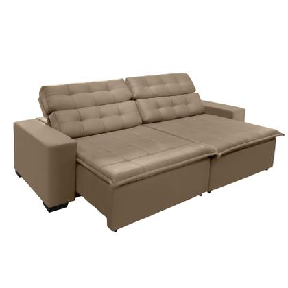 Imagem de Sofá Retrátil e Reclinável 2,10m Suede Marrom Castor Magno