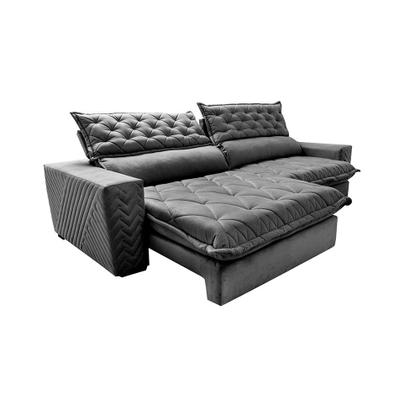 Imagem de Sofá Retrátil e Reclinável 2,15m Molas Ensacadas Cama inBox Spazus com Bordado 3D Velusoft Cinza
