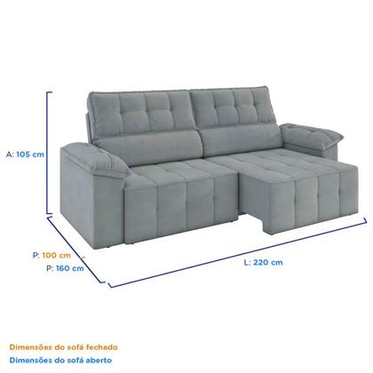 Imagem de Sofá Retrátil e Reclinável 220 cm Santorini Besthouse