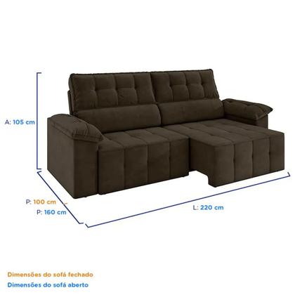 Imagem de Sofá Retrátil e Reclinável 220 cm Santorini Besthouse