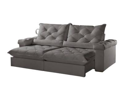 Imagem de Sofá Retrátil e Reclinável 220m Veneza Pillow com 20cm Fibra Siliconada Movenzo Estofados