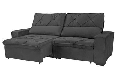 Imagem de Sofá Retrátil e Reclinável 230 cm Alaska Veludo Cinza Grafite Chamby Móveis