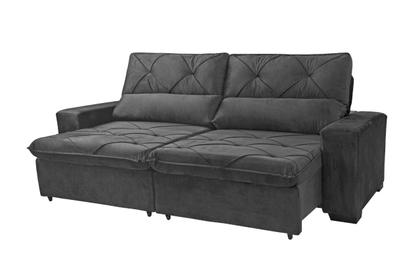 Imagem de Sofá Retrátil e Reclinável 230 cm Alaska Veludo Cinza Grafite Chamby Móveis