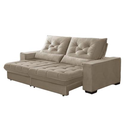 Imagem de Sofá Retrátil e Reclinável 2,30m Suede Juliette Marrom Castor