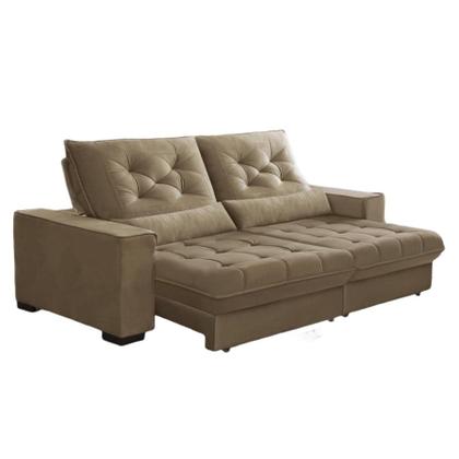 Imagem de Sofá Retrátil e Reclinável 2,30m Suede Juliette Marrom Castor