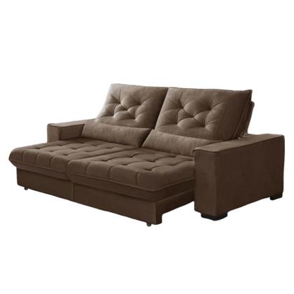 Imagem de Sofá Retrátil e Reclinável 2,30m Suede Juliette Marrom Castor
