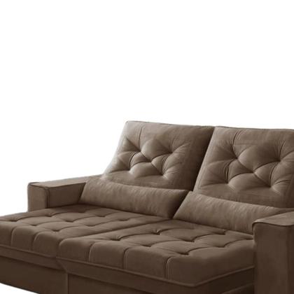 Imagem de Sofá Retrátil e Reclinável 2,30m Suede Juliette Marrom Castor