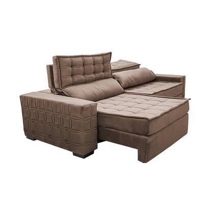 Imagem de Sofá Retrátil e Reclinável 2,35m Cama inBox Big Star com SoftGelD40 Velupluma Castor