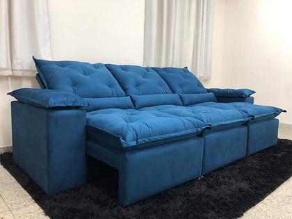 Imagem de Sofá Retrátil e Reclinável 2,70m em Tecido Veludão C/Pillow nos Braços Athenas