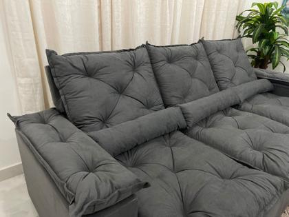 Imagem de Sofá Retrátil e Reclinável 2,70m em Tecido Veludão C/Pillow nos Braços Athenas