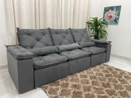 Imagem de Sofá Retrátil e Reclinável 2,70m em Tecido Veludão C/Pillow nos Braços Athenas