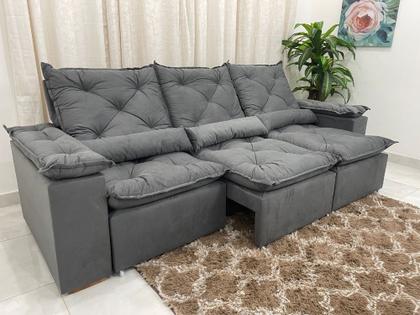 Imagem de Sofá Retrátil e Reclinável 2,70m em Tecido Veludão C/Pillow nos Braços Athenas