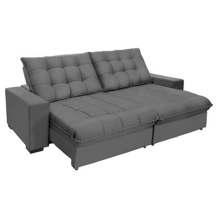 Imagem de Sofá Retrátil E Reclinável 2,70m Suede Califórnia Cinza