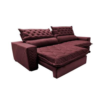 Imagem de Sofá Retrátil e Reclinável 2,75m Molas Ensacadas Cama inBox Spazus com Bordado 3D Velusoft Vinho