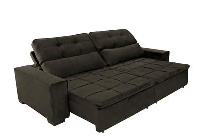 Imagem de Sofá Retrátil e Reclinável 290 cm New Moscou Veludo Tabaco Chamby Móveis