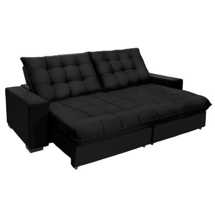 Imagem de Sofá Retrátil E Reclinável 2,90m Suede Califórnia Preto