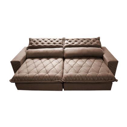 Imagem de Sofá Retrátil e Reclinável 2,95m Molas Ensacadas Cama inBox Spazus com Bordado 3D Velusoft Castor