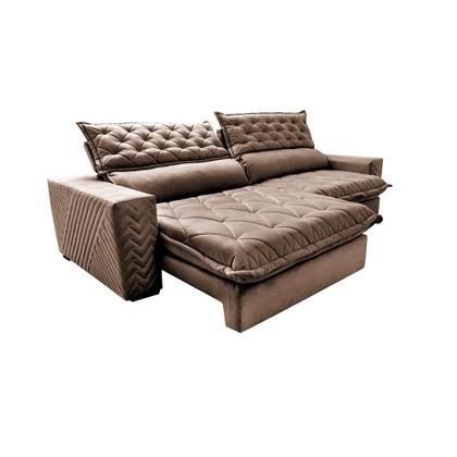 Imagem de Sofá Retrátil e Reclinável 2,95m Molas Ensacadas Cama inBox Spazus com Bordado 3D Velusoft Castor