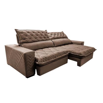 Imagem de Sofá Retrátil e Reclinável 2,95m Molas Ensacadas Cama inBox Spazus com Bordado 3D Velusoft Castor