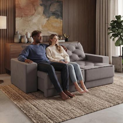 Imagem de Sofá Retrátil e Reclinável 3 Lugares 1,80m Verona Suede Cinza Mamflex