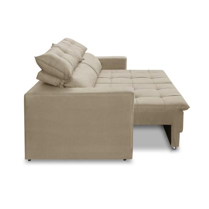 Imagem de Sofá Retrátil e Reclinável 3 lugares 2,10m com Molas Emily Suede Bege Adonai Estofados