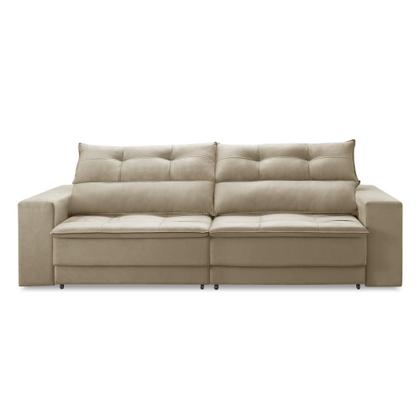 Imagem de Sofá Retrátil e Reclinável 3 lugares 2,10m com Molas Emily Suede Bege Adonai Estofados