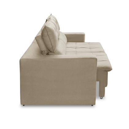 Imagem de Sofá Retrátil e Reclinável 3 lugares 2,10m com Molas Emily Suede Bege Adonai Estofados